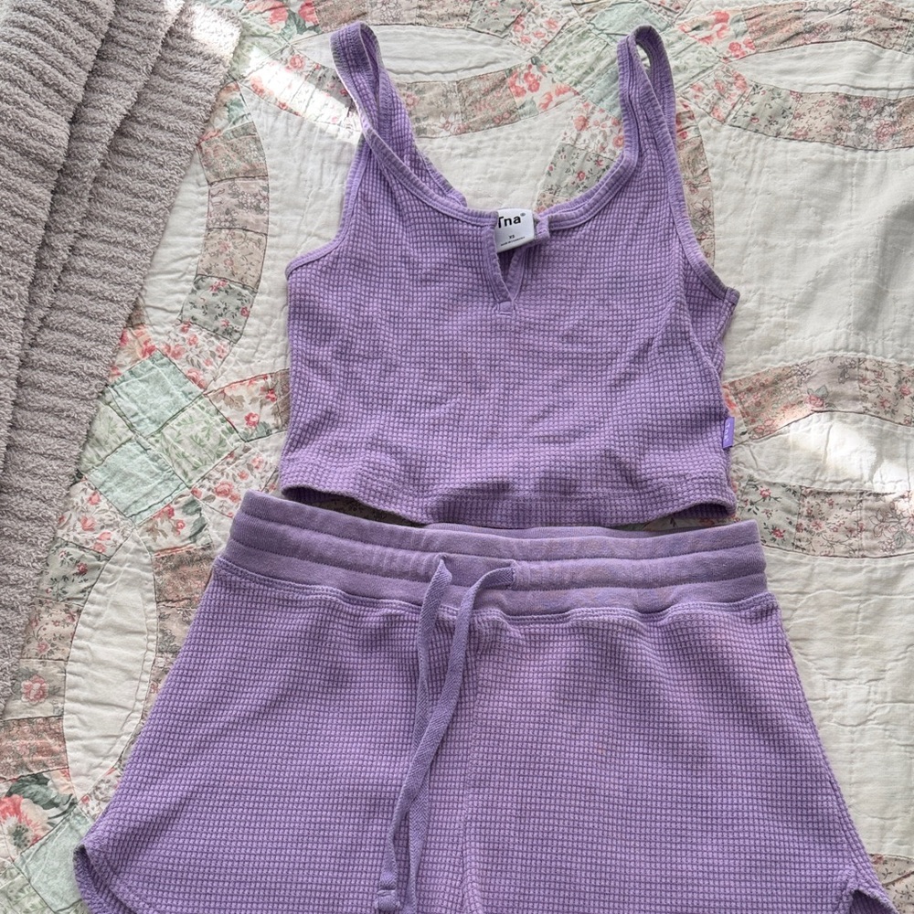 TNA Lavender Waffle Knit Top